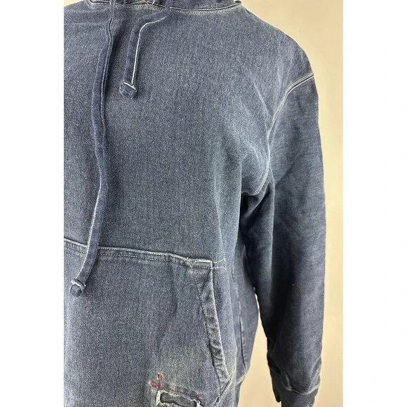 Vintage Gap x RED Hoodie Large Navy Distressed LS Fleece Lined Street Grunge Y2K - Picture 14 of 16